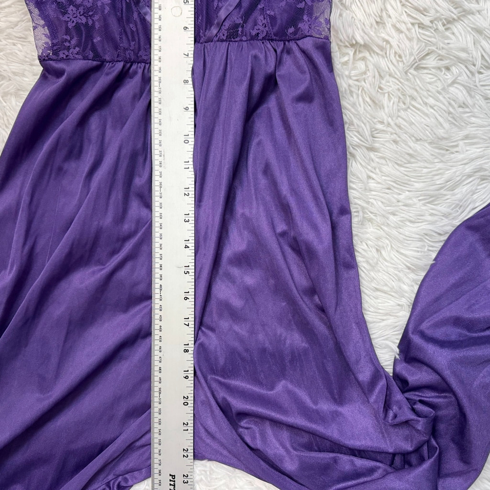 Vintage Purple Lace Jumpsuit Nylon Sheer Wide Leg 70s Disco Boho Made USA M - Picture 11 of 13